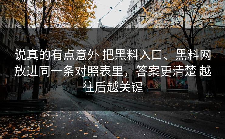 说真的有点意外 把黑料入口、黑料网放进同一条对照表里，答案更清楚 越往后越关键